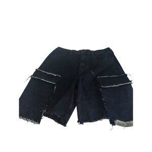 Fashion Nova Mens Murphy Raw Relaxed Cargo Denim Shorts Sz 34 Black